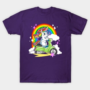 Cute Magical Unicorn Riding Scooter T-Shirt